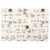 2 Pcs Chinese Style Cotton Linen Place Mats Coffee Placemats Calligraphy Pattern Table Mats 17.7x11.8 inch, Beige