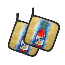 Hot Sauce Crystal Blue Pair of Pot Holders Kitchen Heat Resistant Pot Holders Sets Oven Hot Pads for Cooking Baking BBQ, 7 1/2 x 7 1/2