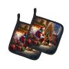 German Shepherd and Santa Claus Pair of Pot Holders Kitchen Heat Resistant Pot Holders Sets Oven Hot Pads for Cooking Baking BBQ, 7 1/2 x 7 1/2