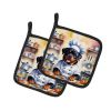 Rottweiler The Chef Pair of Pot Holders Kitchen Heat Resistant Pot Holders Sets Oven Hot Pads for Cooking Baking BBQ, 7 1/2 x 7 1/2