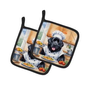 Newfoundland The Chef Pair of Pot Holders Kitchen Heat Resistant Pot Holders Sets Oven Hot Pads for Cooking Baking BBQ, 7 1/2 x 7 1/2
