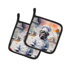 Neapolitan Mastiff The Chef Pair of Pot Holders Kitchen Heat Resistant Pot Holders Sets Oven Hot Pads for Cooking Baking BBQ, 7 1/2 x 7 1/2