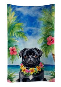 Black Pug Luau Kitchen Towel Dish Cloths Guest Hand Towel Decorative Bathroom Towel for Face,Tea, Dishcloth, Kitchen and Bath