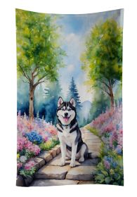 Siberian Husky Spring Path Kitchen Towel Dish Cloths Guest Hand Towel Decorative Bathroom Towel for Face,Tea, Dishcloth, Kitchen and Bath