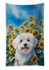 Coton de Tulear in Sunflowers Kitchen Towel Dish Cloths Guest Hand Towel Decorative Bathroom Towel for Face,Tea, Dishcloth, Kitchen and Bath