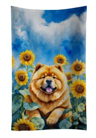 Chow Chow in Sunflowers Kitchen Towel Dish Cloths Guest Hand Towel Decorative Bathroom Towel for Face,Tea, Dishcloth, Kitchen and Bath