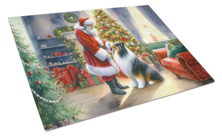 NEW Collie and Santa Claus Glass Cutting Board Decorative Tempered Glass Kitchen Cutting and Serving Board Large Size Chopping Board