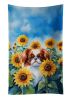 Japanese Chin in Sunflowers Kitchen Towel Dish Cloths Guest Hand Towel Decorative Bathroom Towel for Face,Tea, Dishcloth, Kitchen and Bath
