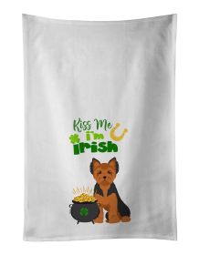 NEW Black and Tan Puppy Cut Yorkshire Terrier St. Patrick's Day Kitchen Towel Set of 2 White Dish Towels Decorative Bathroom Hand towel for Hand, Face