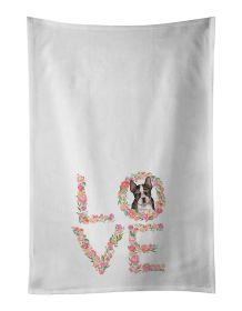 NEW Boston Terrier Puppy #3 Love Kitchen Towel Set of 2 White Dish Towels Decorative Bathroom Hand towel for Hand, Face, Hair, Yoga, Tea, Dishcloth