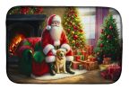 Labrador Retriever and Santa Claus Dish Drying Mat Absorbent Dish Drying Mat Pad for Kitchen Counter Dish Drainer Mat for Countertop, 14 x 21"