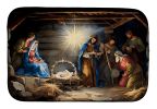 Christmas Nativity Scene Dish Drying Mat Absorbent Dish Drying Mat Pad for Kitchen Counter Dish Drainer Mat for Countertop, 14 x 21", Multicolor