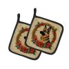 German Shepherd Christmas Flowers Pair of Pot Holders Kitchen Heat Resistant Pot Holders Sets Oven Hot Pads for Cooking Baking BBQ, 7 1/2 x 7 1/2