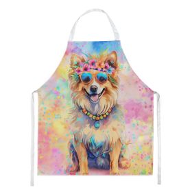Pomeranian Hippie Dawg Apron Cooking Kitchen Server Baking Crafts Gardening for Adult Women Men, Unisex, Large, Multicolor
