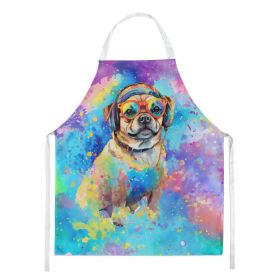 Pug Hippie Dawg Apron Cooking Kitchen Server Baking Crafts Gardening for Adult Women Men, Unisex, Large, Multicolor