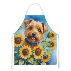 Norfolk Terrier in Sunflowers Apron Cooking Kitchen Server Baking Crafts Gardening for Adult Women Men, Unisex, Large, Multicolor
