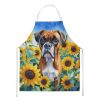Boxer in Sunflowers Apron Cooking Kitchen Server Baking Crafts Gardening for Adult Women Men, Unisex, Large, Multicolor