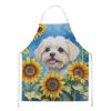Maltese in Sunflowers Apron Cooking Kitchen Server Baking Crafts Gardening for Adult Women Men, Unisex, Large, Multicolor