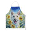 White German Shepherd in Sunflowers Apron Cooking Kitchen Server Baking Crafts Gardening for Adult Women Men, Unisex, Large, Multicolor