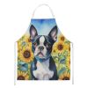 Boston Terrier in Sunflowers Apron Cooking Kitchen Server Baking Crafts Gardening for Adult Women Men, Unisex, Large, Multicolor