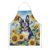 French Bulldog in Sunflowers Apron Cooking Kitchen Server Baking Crafts Gardening for Adult Women Men, Unisex, Large, Multicolor