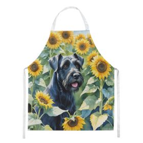 Giant Schnauzer in Sunflowers Apron Cooking Kitchen Server Baking Crafts Gardening for Adult Women Men, Unisex, Large, Multicolor