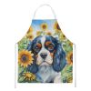 Cavalier Spaniel in Sunflowers Apron Cooking Kitchen Server Baking Crafts Gardening for Adult Women Men, Unisex, Large, Multicolor