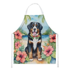 Bernese Mountain Dog Luau Apron Cooking Kitchen Server Baking Crafts Gardening for Adult Women Men, Unisex, Large, Multicolor