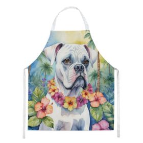 White Boxer Luau Apron Cooking Kitchen Server Baking Crafts Gardening for Adult Women Men, Unisex, Large, Multicolor