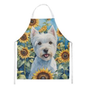 Westie in Sunflowers Apron Cooking Kitchen Server Baking Crafts Gardening for Adult Women Men, Unisex, Large, Multicolor