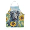 Scottish Deerhound in Sunflowers Apron Cooking Kitchen Server Baking Crafts Gardening for Adult Women Men, Unisex, Large, Multicolor