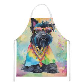 Scottish Terrier Hippie Dawg Apron Cooking Kitchen Server Baking Crafts Gardening for Adult Women Men, Unisex, Large, Multicolor