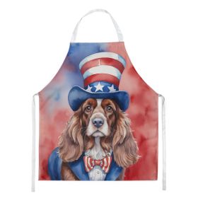 English Cocker Spaniel Patriotic American Apron Cooking Kitchen Server Baking Crafts Gardening for Adult Women Men, Unisex, Large, Multicolor