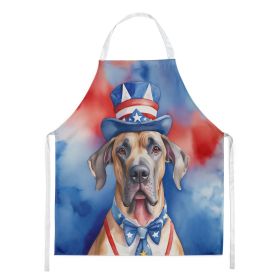 Great Dane Patriotic American Apron Cooking Kitchen Server Baking Crafts Gardening for Adult Women Men, Unisex, Large, Multicolor