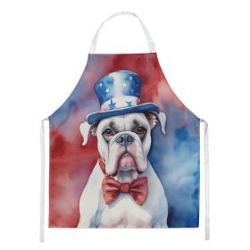 White Boxer Patriotic American Apron Cooking Kitchen Server Baking Crafts Gardening for Adult Women Men, Unisex, Large, Multicolor