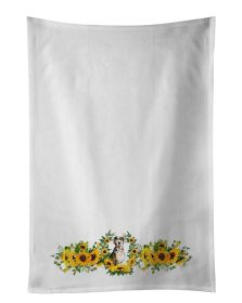 NEW Catahoula Leopard Dog in Sunflowers Kitchen Towel Set of 2 White Dish Towels Decorative Bathroom Hand towel for Hand, Face, Hair, Yoga, Tea