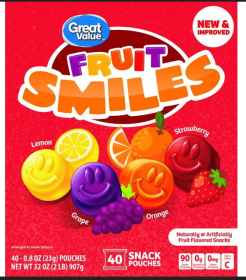 Great Value Fruit Smiles Snacks, Original Flavors, 40 Count