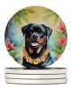 Rottweiler Luau Large Sandstone Coasters Pack of 4 Absorbent Round Coasters Decor Gifts for Men or Women, 4 in, Multicolor