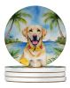 Yellow Labrador Retriever Luau Large Sandstone Coasters Pack of 4 Absorbent Round Coasters Decor Gifts for Men or Women, 4 in, Multicolor