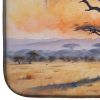 Elephants Savanna Sunrise Dish Drying Mat Absorbent Dish Drying Mat Pad for Kitchen Counter Dish Drainer Mat for Countertop, 14 x 21", Multicolor