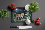 Leopard Nighttime in the Jungle Glass Cutting Board Decorative Tempered Glass Kitchen Cutting and Serving Board Large Size Chopping Board
