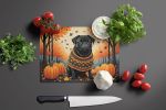 NEW Black Pug Fall Glass Cutting Board Decorative Tempered Glass Kitchen Cutting and Serving Board Large Size Chopping Board