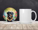 Rottweiler Luau Large Sandstone Coasters Pack of 4 Absorbent Round Coasters Decor Gifts for Men or Women, 4 in, Multicolor