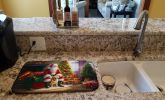 Labrador Retriever and Santa Claus Dish Drying Mat Absorbent Dish Drying Mat Pad for Kitchen Counter Dish Drainer Mat for Countertop, 14 x 21"
