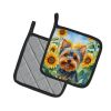 Yorkshire Terrier in Sunflowers Pair of Pot Holders Kitchen Heat Resistant Pot Holders Sets Oven Hot Pads for Cooking Baking BBQ, 7 1/2 x 7 1/2