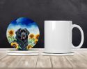 Newfoundland in Sunflowers Large Sandstone Coasters Pack of 4 Absorbent Round Coasters Decor Gifts for Men or Women, 4 in, Multicolor