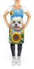 Maltese in Sunflowers Apron Cooking Kitchen Server Baking Crafts Gardening for Adult Women Men, Unisex, Large, Multicolor