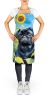 Pug in Sunflowers Apron Cooking Kitchen Server Baking Crafts Gardening for Adult Women Men, Unisex, Large, Multicolor