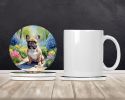 French Bulldog Spring Path Large Sandstone Coasters Pack of 4 Absorbent Round Coasters Decor Gifts for Men or Women, 4 in, Multicolor