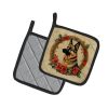German Shepherd Christmas Flowers Pair of Pot Holders Kitchen Heat Resistant Pot Holders Sets Oven Hot Pads for Cooking Baking BBQ, 7 1/2 x 7 1/2